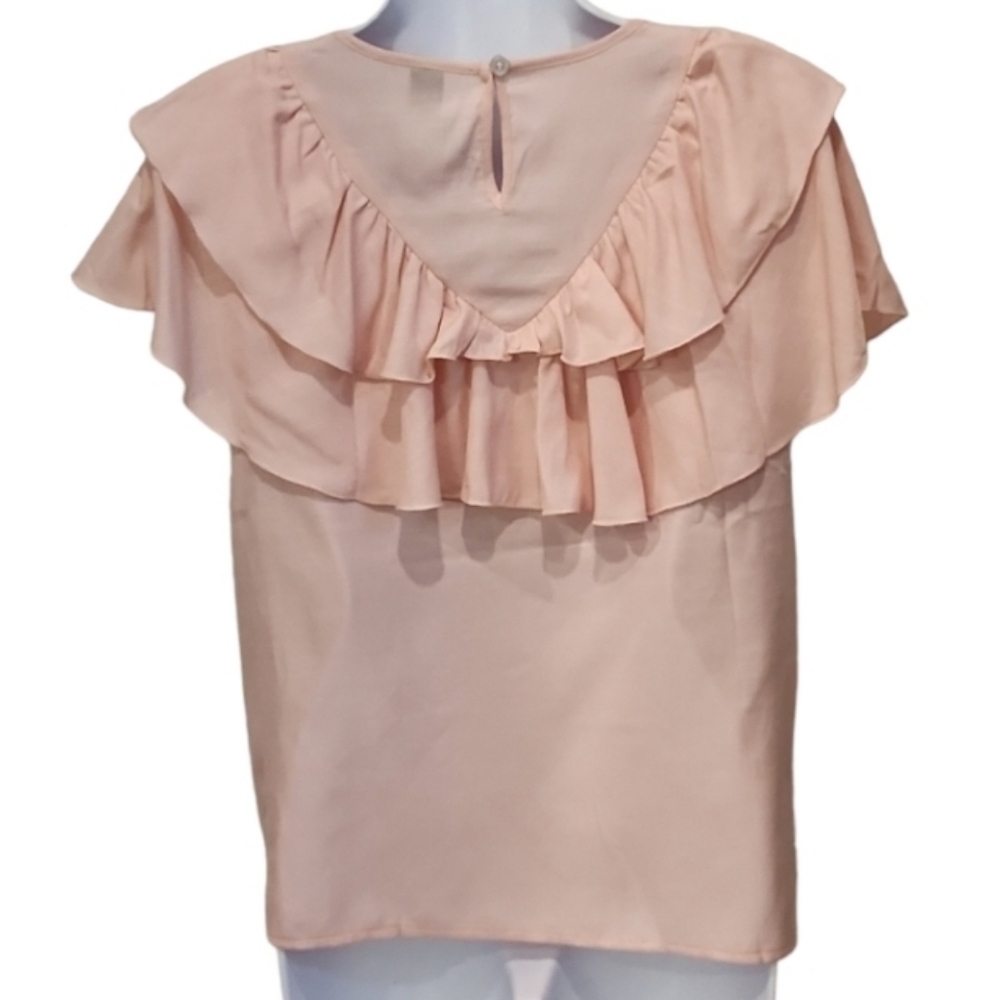 Pink Ruffle Pilgrim Top Keyhole Back - Picture 5 of 7